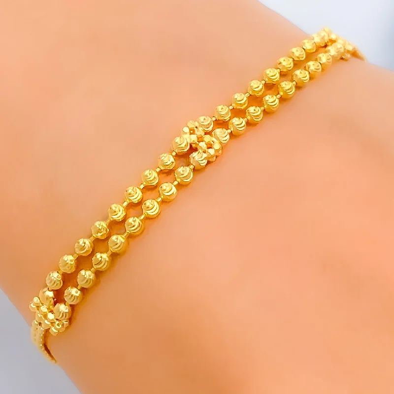 Women’s cuff bangles-Tasteful Beadwork 22K Gold Bracelet