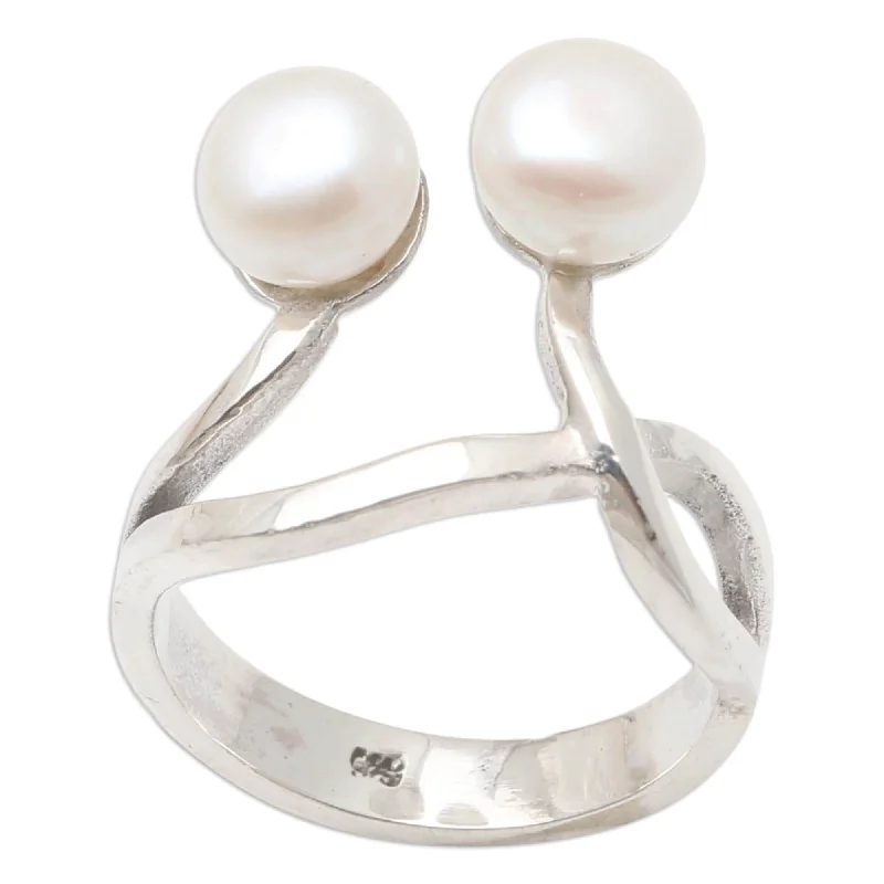 Women’s cocktail rings-Novica Handmade Eye See You Cultured Pearl Cocktail Ring