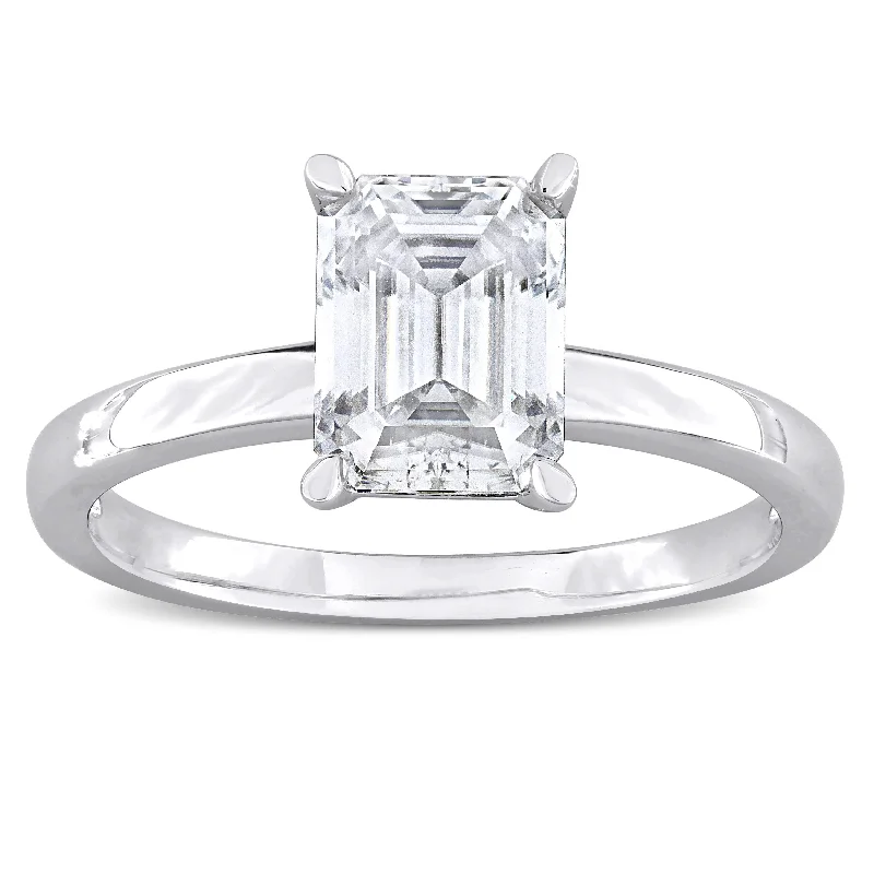 Women’s diamond rings-Miadora 1 3/4ct DEW Octagon-cut Created Moissanite Solitaire Ring in Sterling Silver