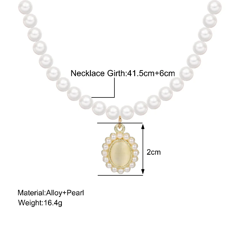 Women’s circular necklaces-Sweet Water Droplets Imitation Pearl Alloy Beaded Plating Women's Pendant Necklace