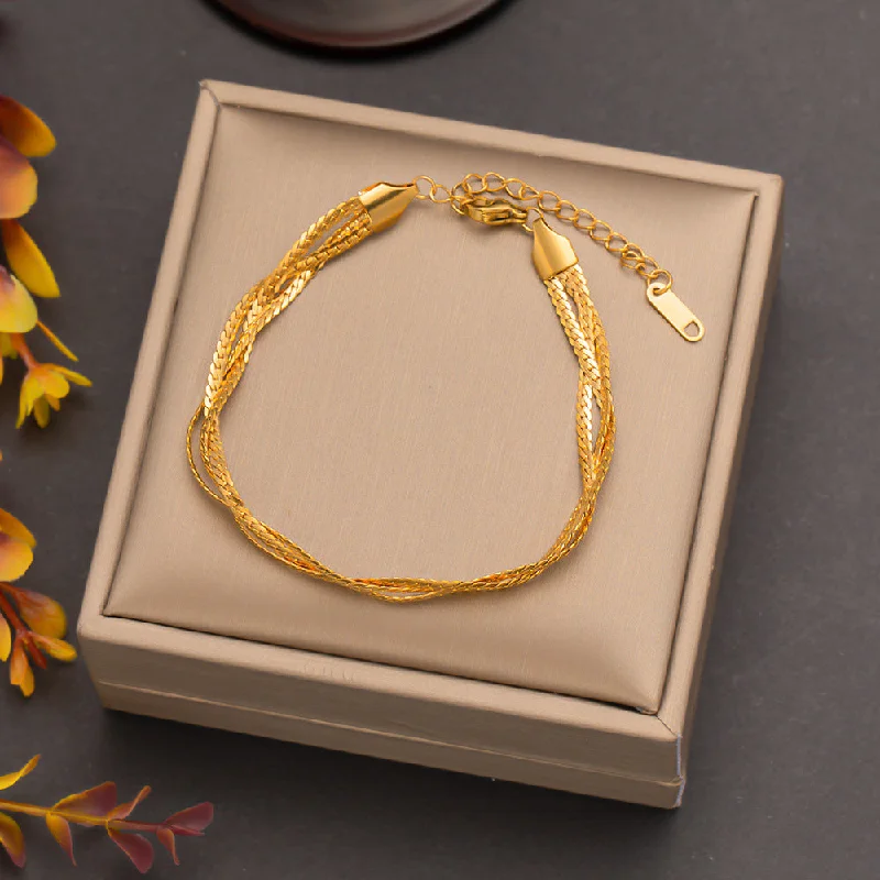 [Sle2121] Three-Strand Curb Chain Bracelet Gold