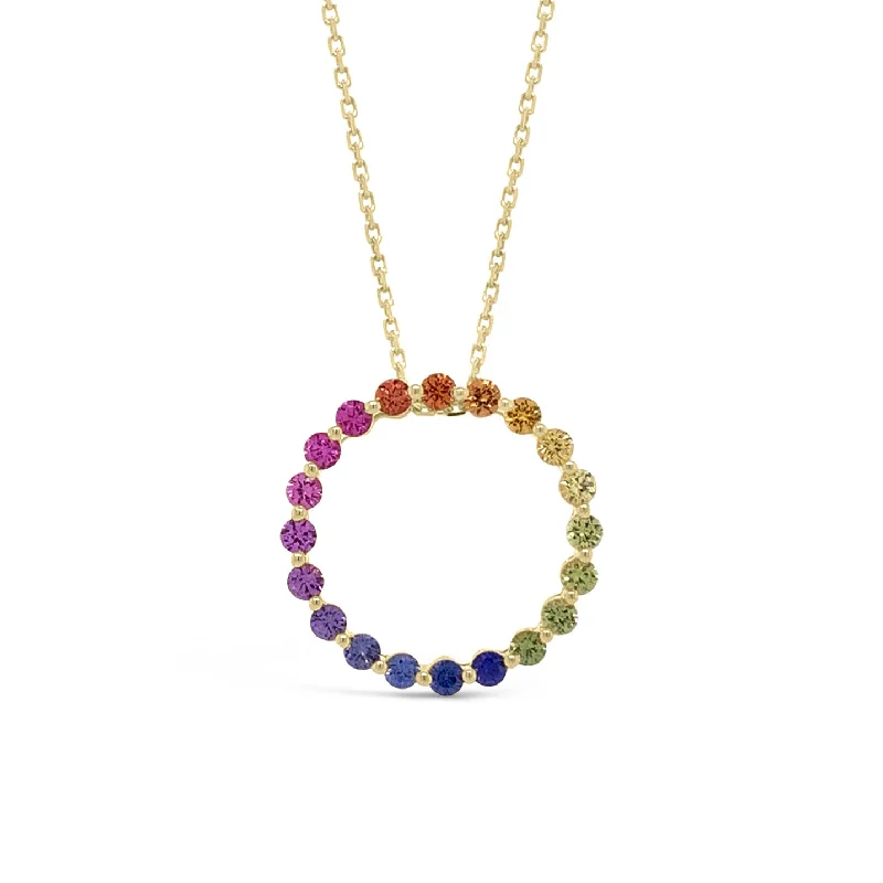 Women’s romantic necklaces-Multicolor Gemstone Medium Pendant