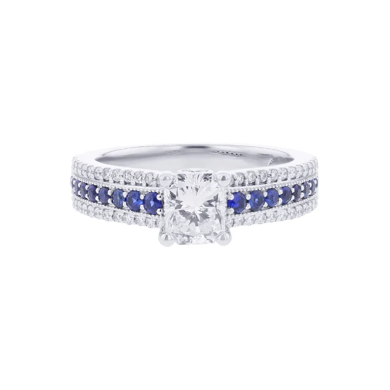 Women’s engagement rings with platinum bands-Bailey Ready for Love Diamond and Sapphire Engagement Ring