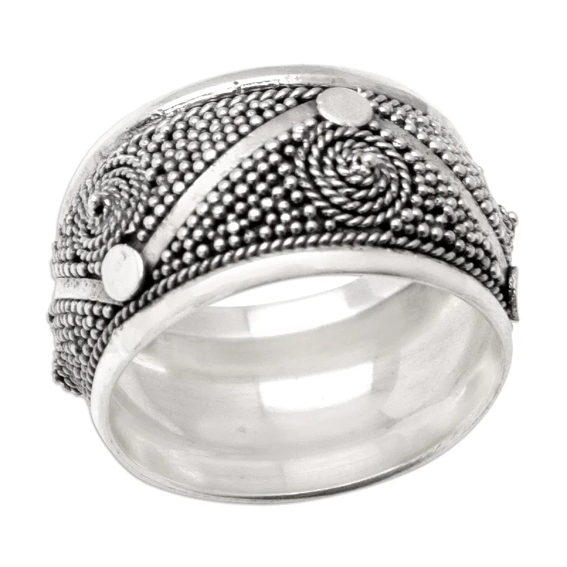 Women’s diamond anniversary rings-Novica Handmade Speckled Future Sterling Silver Band Ring