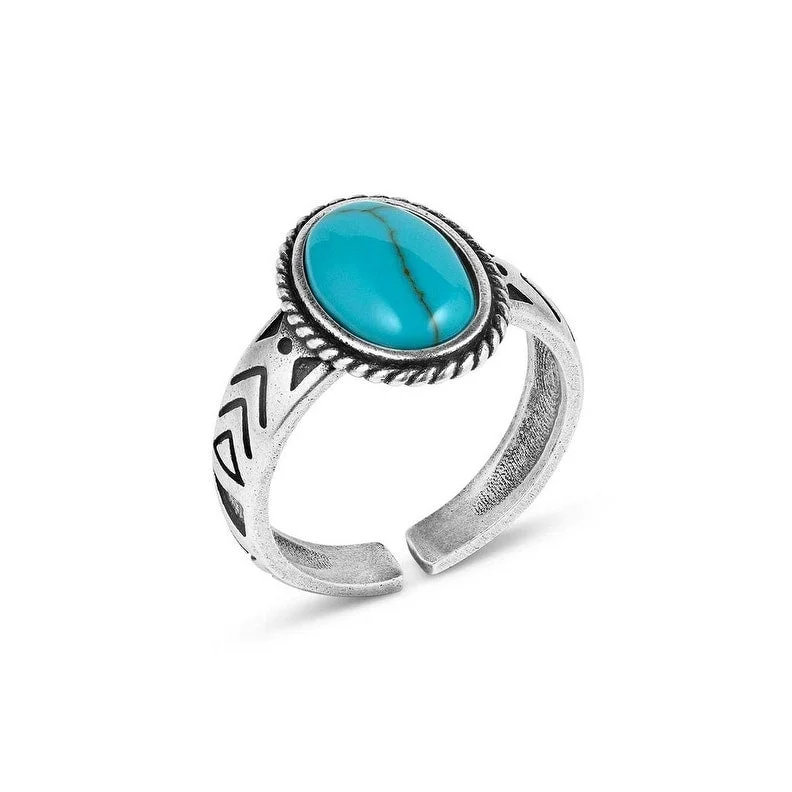 Women’s antique engagement rings-Montana Silversmiths Ring Women Uncovered Beauty Turquoise Open RG5810 - Silver