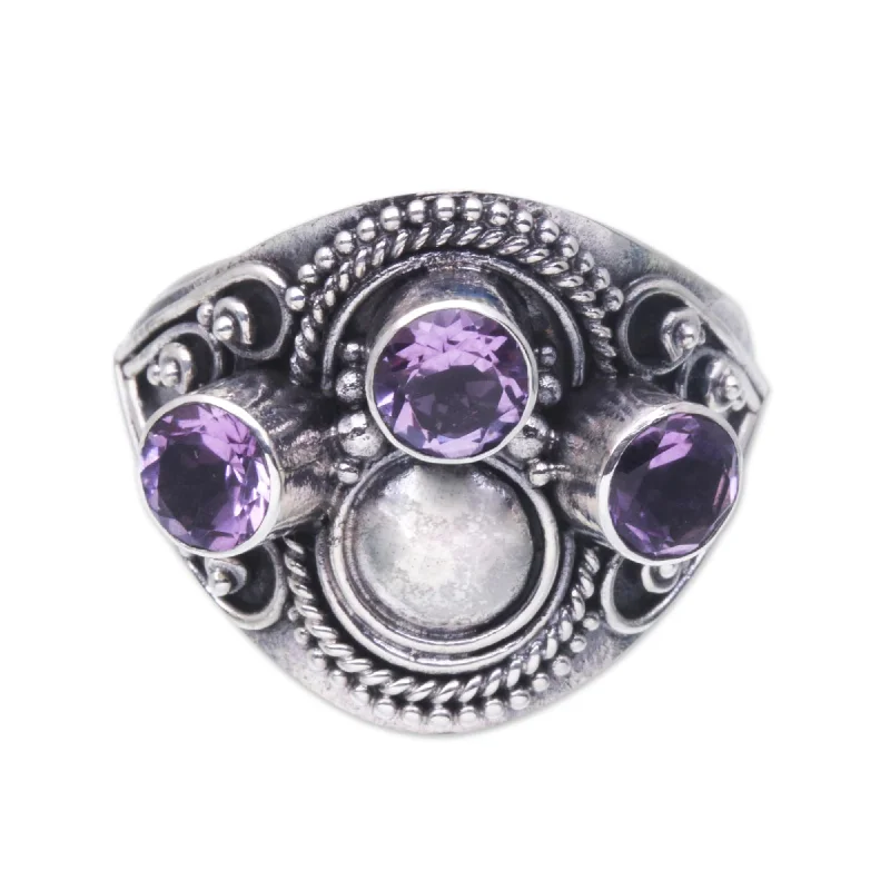 Women’s large rings-Novica Handmade Majestic Queen Amethyst Cocktail Ring