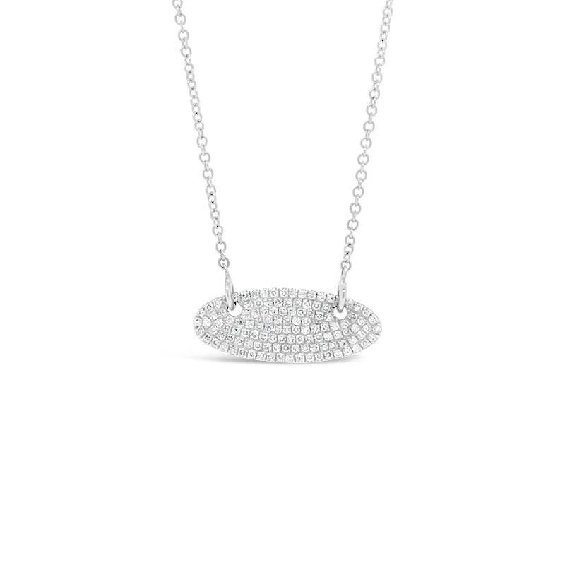 Women’s round pendant necklaces-Pave Diamond Vertical Oval Pendant Necklace