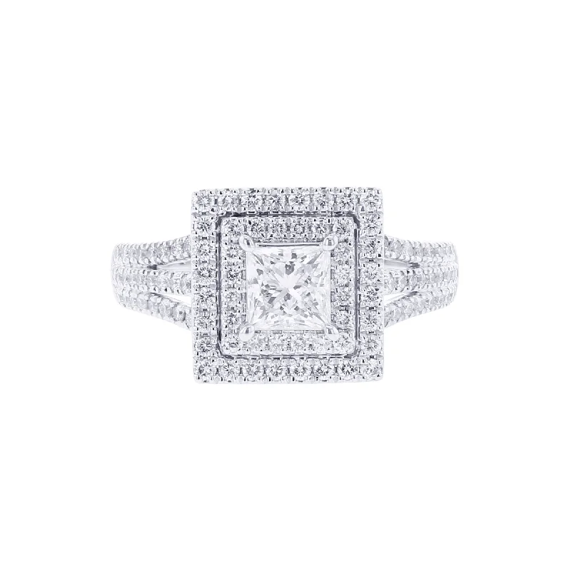 Women’s solitaire engagement rings-Millie Princess Double Halo Ready for Love Diamond Engagement Ring