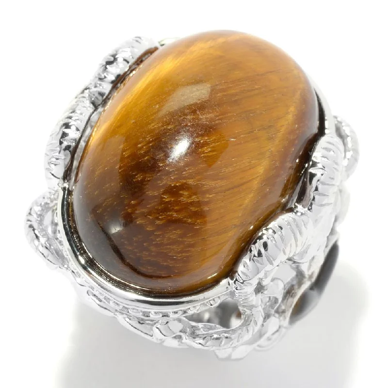 Women’s silver rings-Tiger's Eye and Mother of Pearl Heart Ring