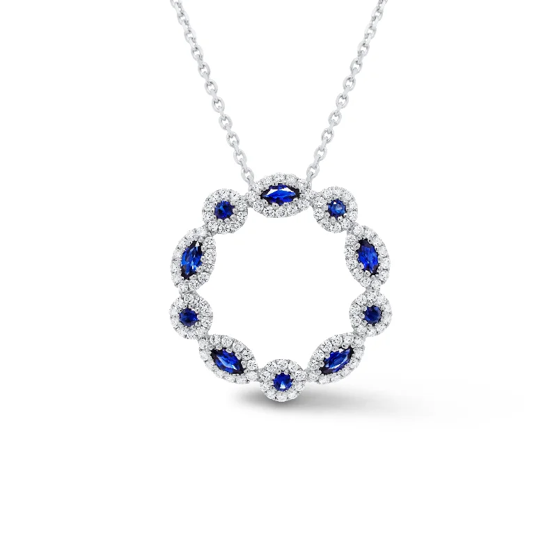 Women’s pearl and diamond necklaces-Sapphire & Diamond Wreath Pendant