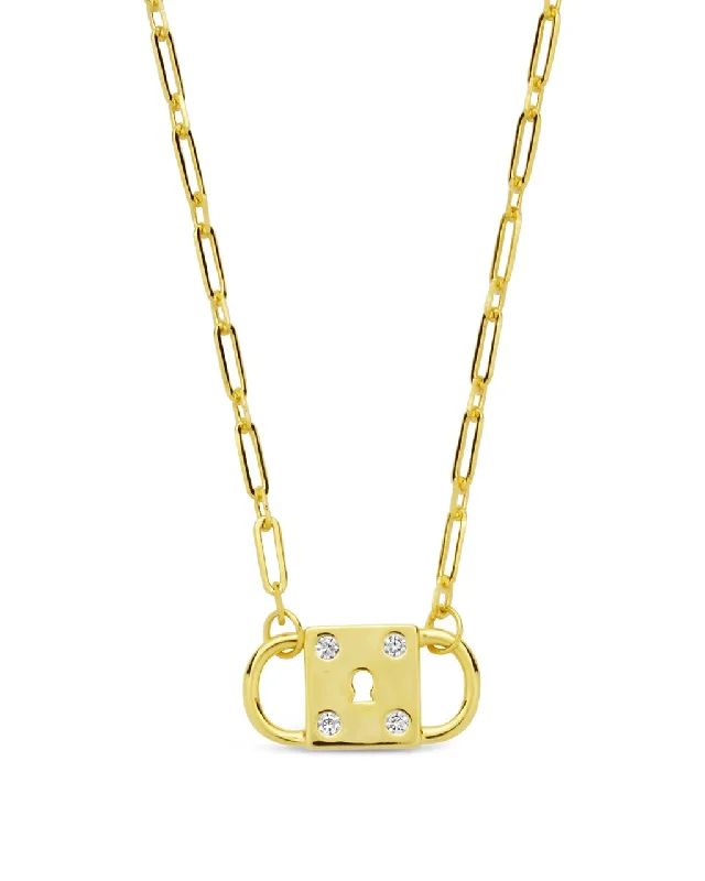 Women’s anniversary necklaces-Double Padlock Pendant