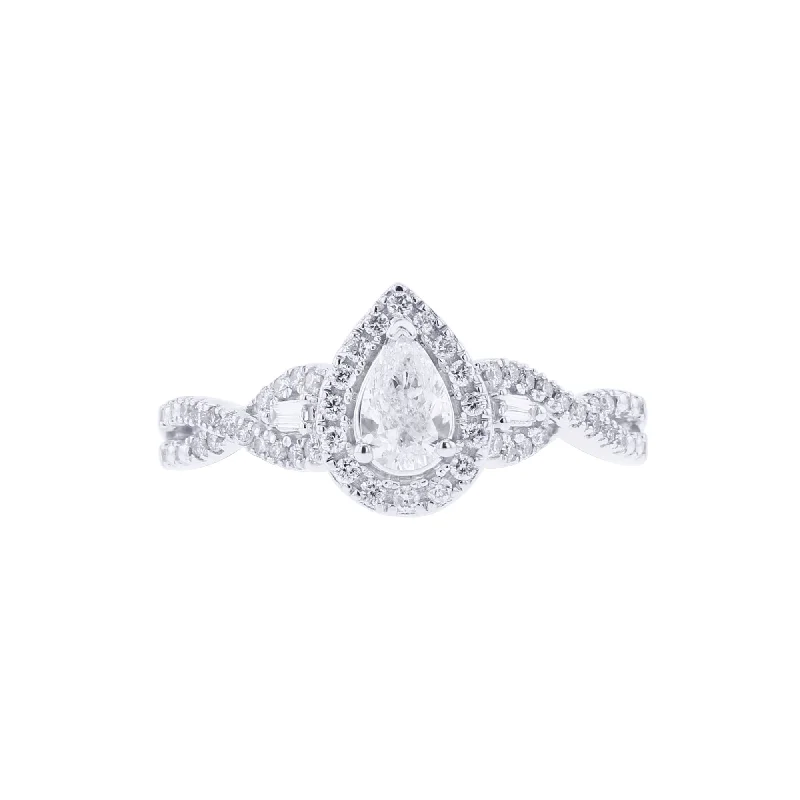 Women’s platinum engagement rings-Delphine Pear Ready for Love Diamond Engagement Ring