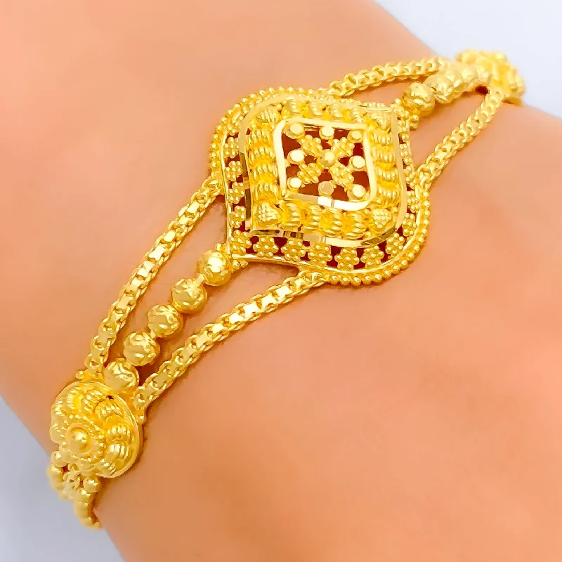 Women’s cuff bangles-Fashionable Three Chain 22k Gold Bracelet