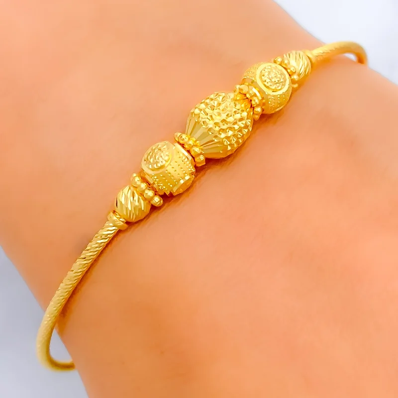 Women’s crystal bracelets-Attractive Textured 22k Gold Bangle Bracelet