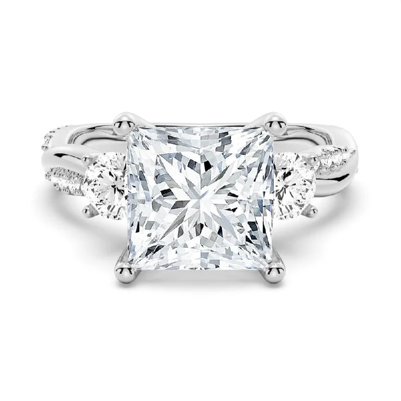 Women’s solitaire engagement rings-Twist Vine Princess-Cut Moissanite Engagement Ring