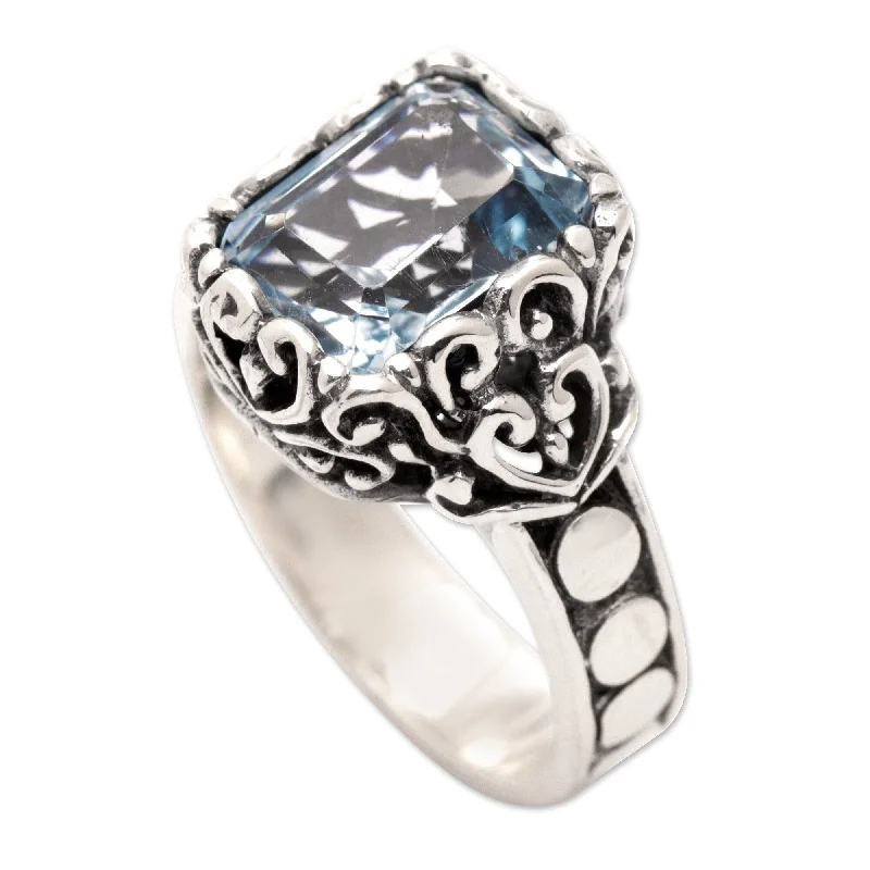 Women’s hand-crafted rings-Novica Handmade Shimmering Fantasy Blue Topaz Cocktail Ring