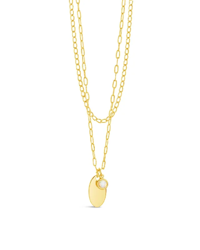 Women’s gold chain necklaces-Isla Bezel Opal & Chain Layered Necklace