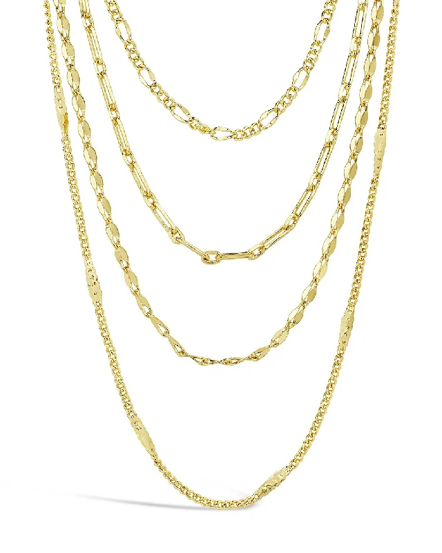 Women’s large pendant necklaces-Four Layer Chain Necklace