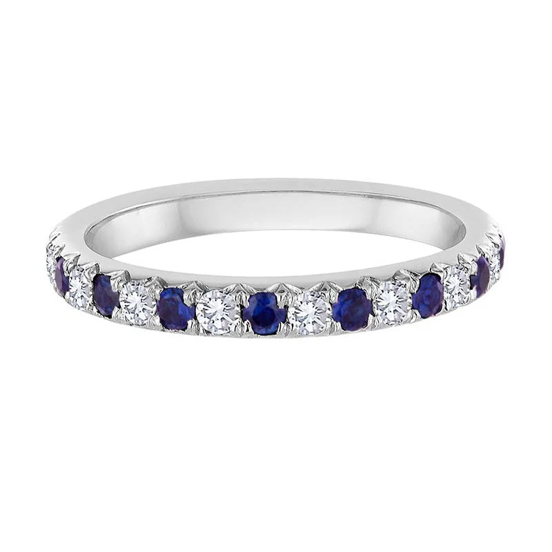 Women’s sophisticated engagement rings-Frieda Blue Sapphire and Diamond Wedding Ring