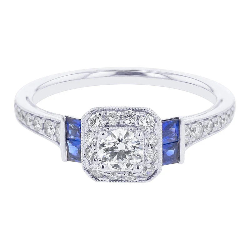 Women’s personalized diamond engagement rings-Megan Ready for Love Sapphire and Diamond Engagement Ring