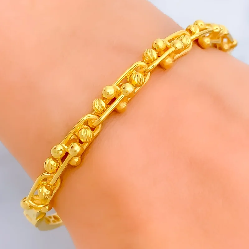 Women’s cute charm bracelets-Contemporary Interlinked 22k Gold Bangle Bracelet