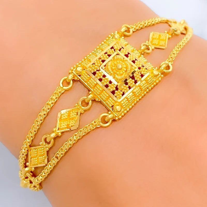 Women’s handmade bracelets-Iconic Bold Square 22k Gold Bracelet