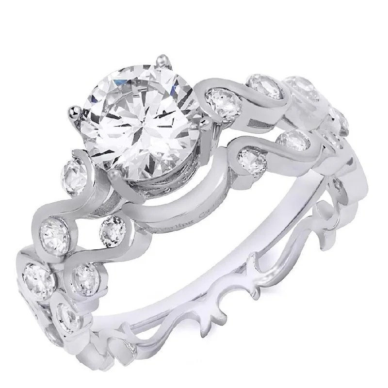 Women’s custom-made engagement rings-Womens Classic Round Cut 2.8 CT Bridal Ring Set Sterling Silver