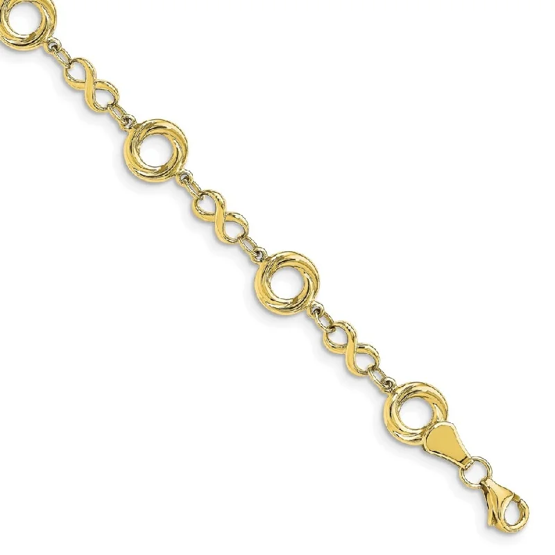 Women’s opal bracelets-Leslie's 10k Yellow Gold Textured Infinity Link Bracelet, 7.5" (W-7.5mm)