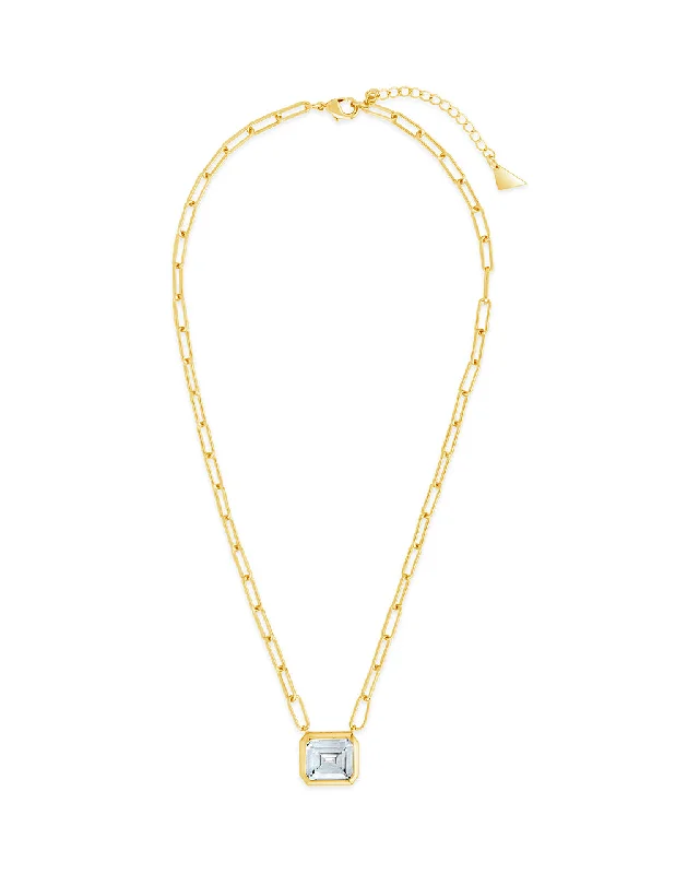 Women’s simple gold necklaces-Camille Bezel CZ Statement Necklace