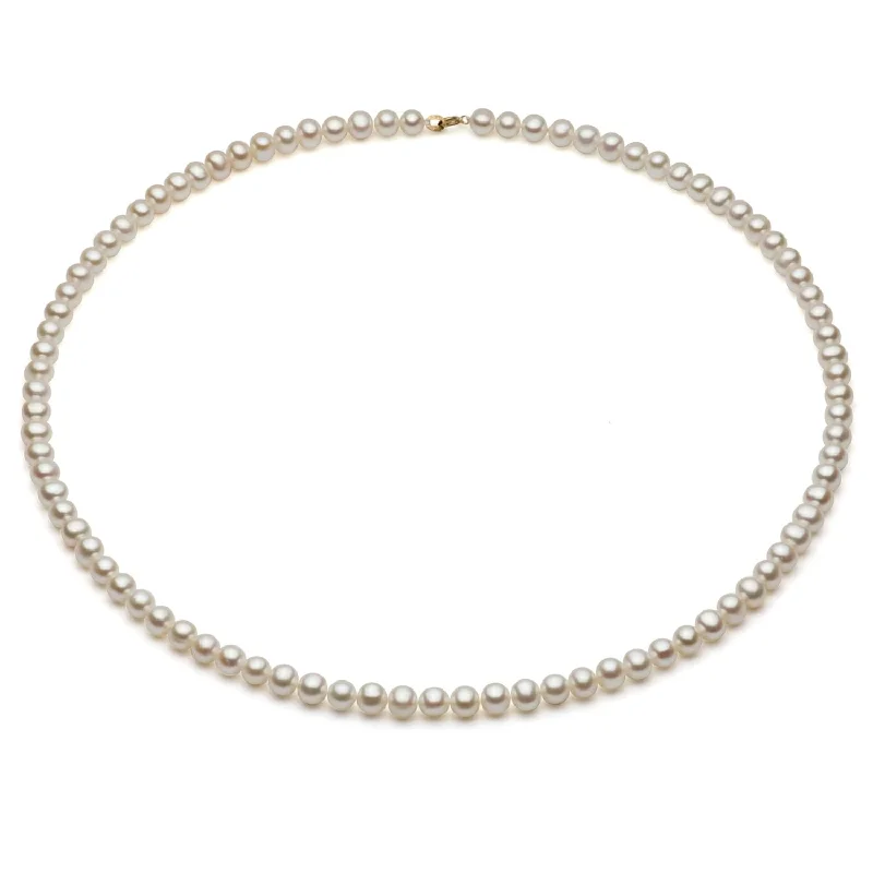 Women’s pearl and diamond bracelets-14k Gold Freshwater Cultured Pearl Necklace/ Bracelet Set (5-6 mm/ 18 in/ 7 in) - White