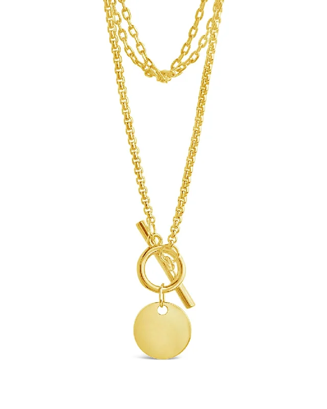 Women’s pearl necklaces-Larisa Layered Chain Toggle Necklace