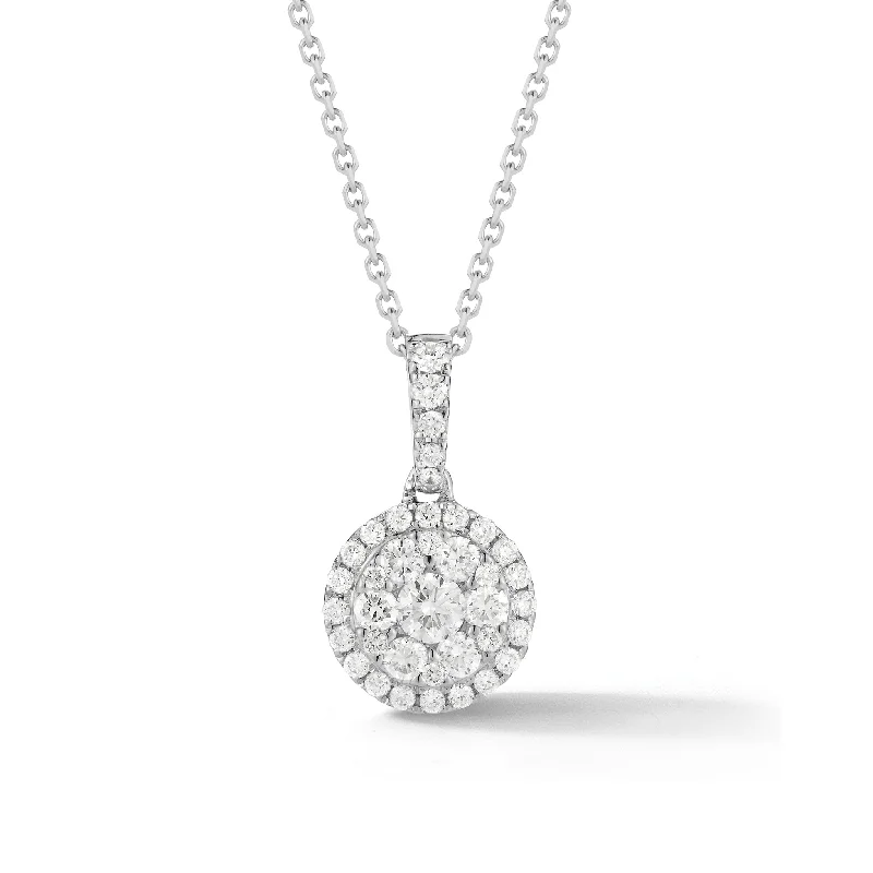 Women’s necklace with initials-Small Diamond Halo Pendant Necklace