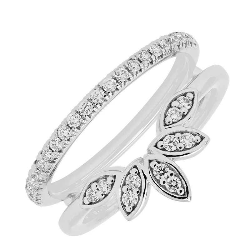 Women’s custom-made engagement rings-Diamond Wedding Ring Insert with Curved and Straight Band (1/4ct tw)