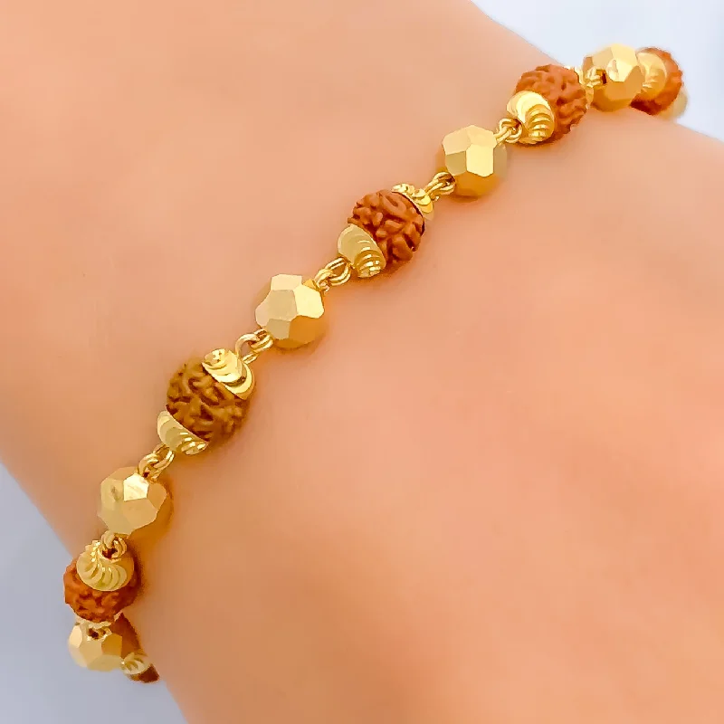 Women’s small bangles-Glistening Faceted 22k Gold Rudraksh Bracelet