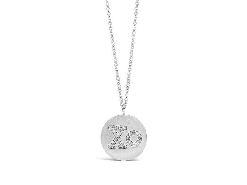 Women’s pendant chain necklaces-Diamond "XO" Disc Pendant Necklace