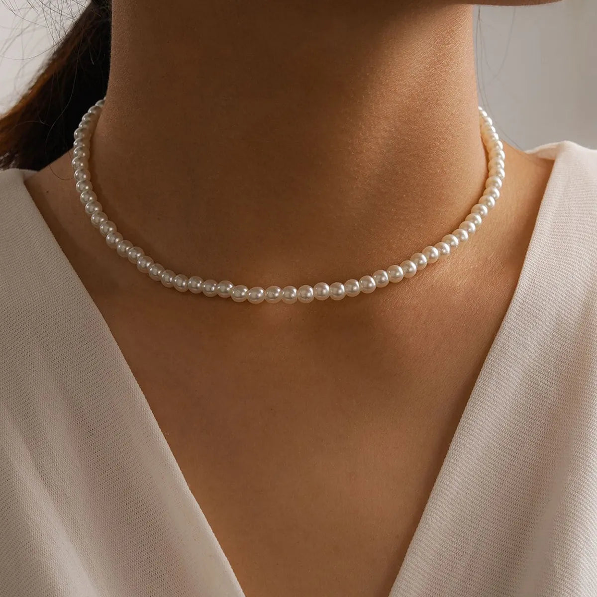 Women’s floral necklaces-Fashion Solid Color Artificial Pearl Women's Necklace 1 Piece