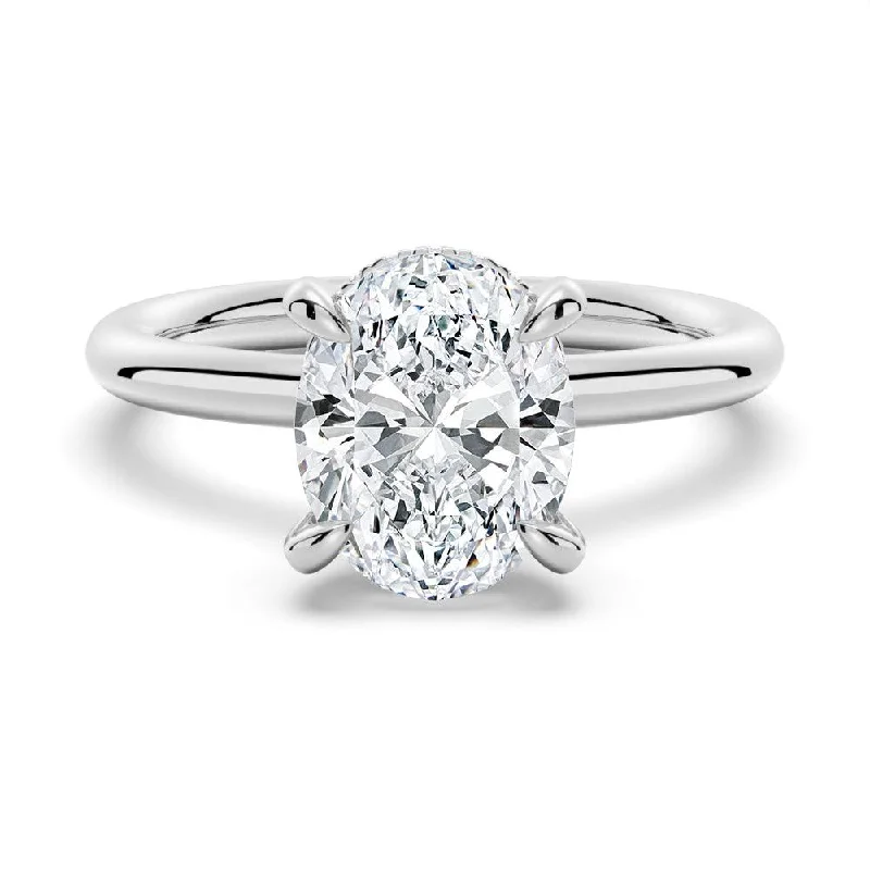 Women’s custom engagement rings-Oval Solitaire Moissanite Engagement Ring