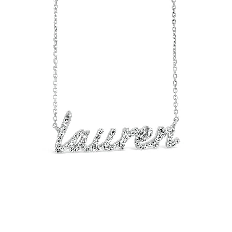 Women’s minimalist necklaces-Diamond Nameplate Necklace