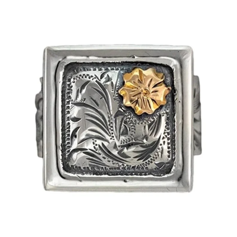 Women’s bridal rings-Vogt Silversmiths Western Ring Womens Iris Cocktail Petite 027-2200 - Silver