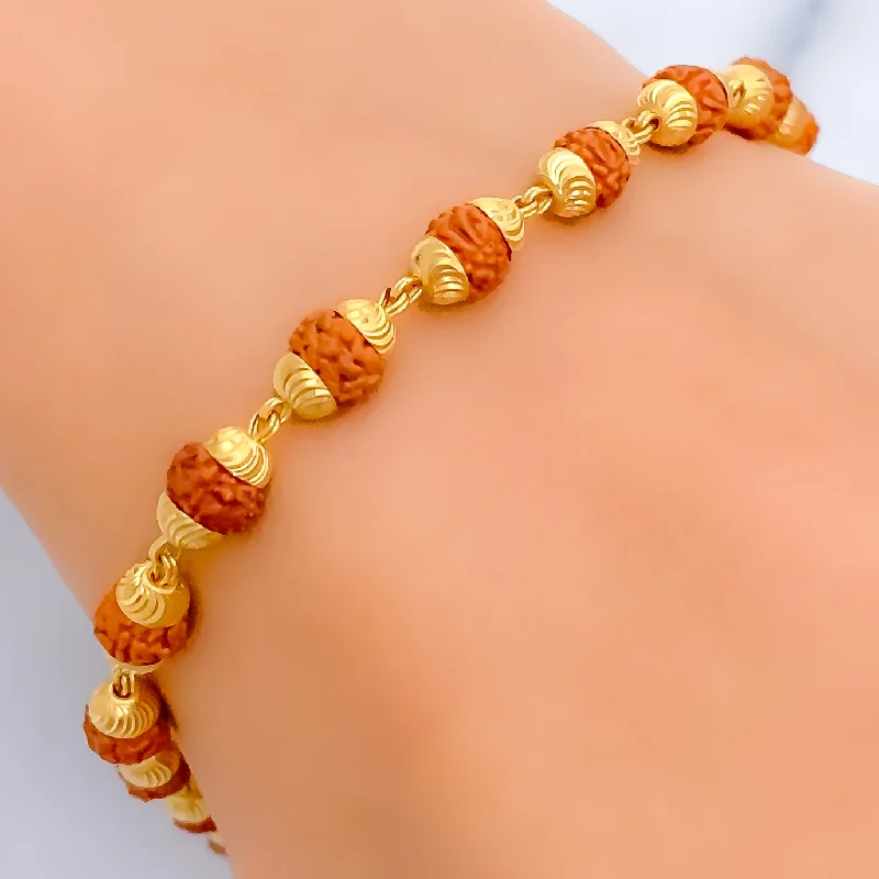 Women’s opal bracelets-Graceful 22k Gold Rudraksh Bracelet