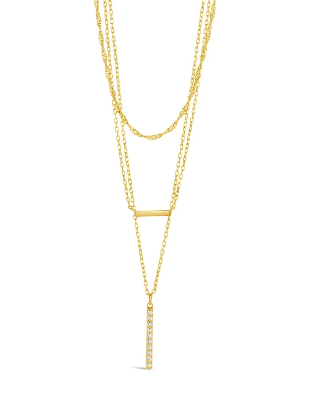 Women’s layered gold necklaces-Lottie CZ Pendants & Chain Layered Necklace