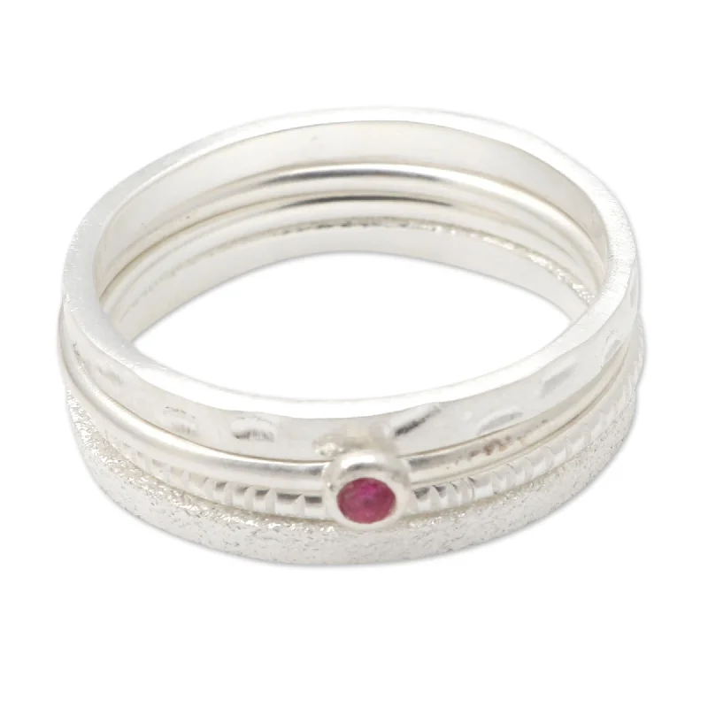 Women’s unique rings-Novica Handmade Pink Slip In Silver Sterling Silver Stacking Rings (Set Of 4)