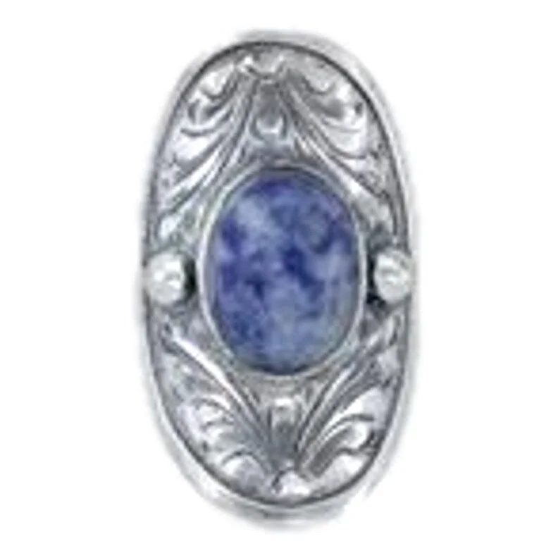 Women’s cocktail rings-Vogt Silversmiths Western Ring Womens Indigo Sky Oval Silver 027-2312