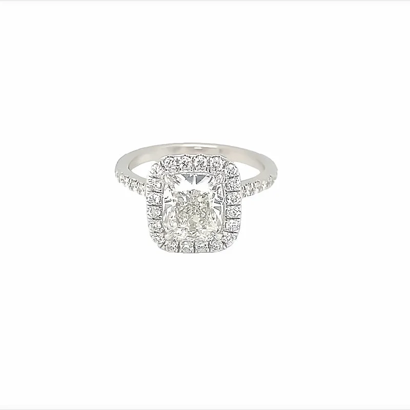 Women’s engagement rings with ruby-Cushion Cut Halo Engagement Ring