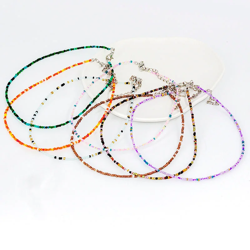 Women’s tennis necklaces-Bohemian Geometric Beaded Artificial Crystal Glass Women's Necklace