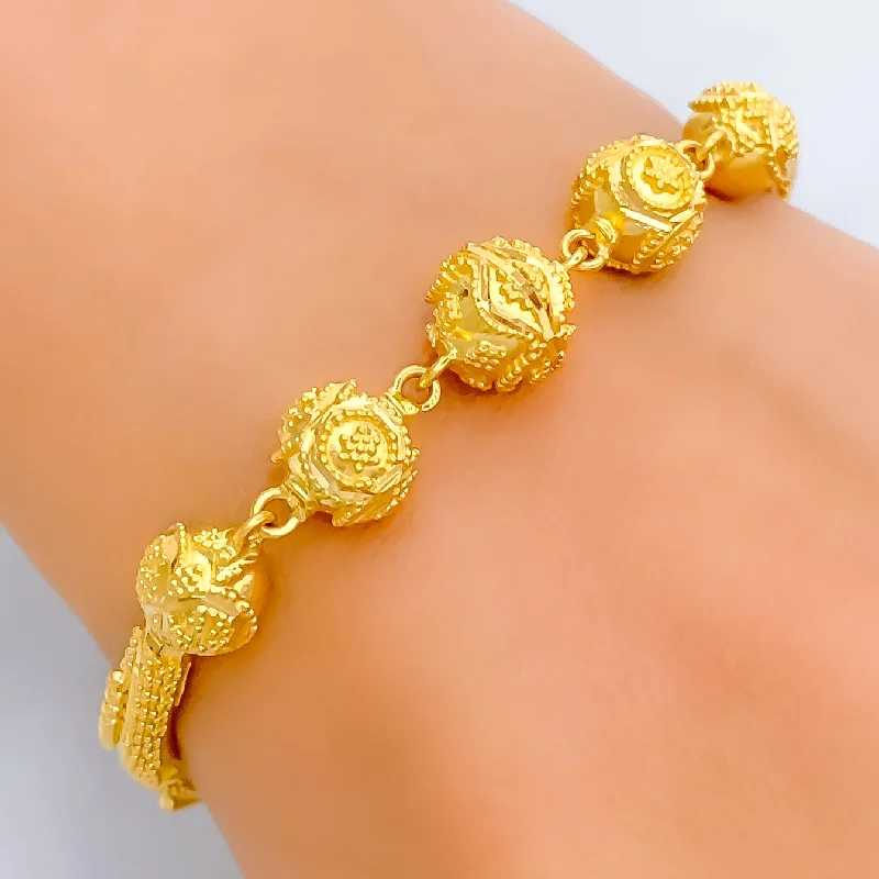 Women’s engraved bracelets-Charming Engraved 22k Gold Flexi Bangle Bracelet