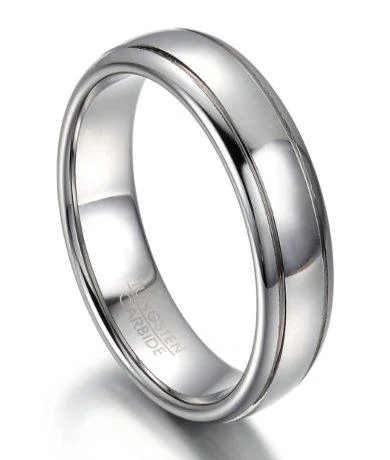 Women’s designer engagement rings-Tungsten Wedding Ring for Men With Polished Dome Profile | 7mm