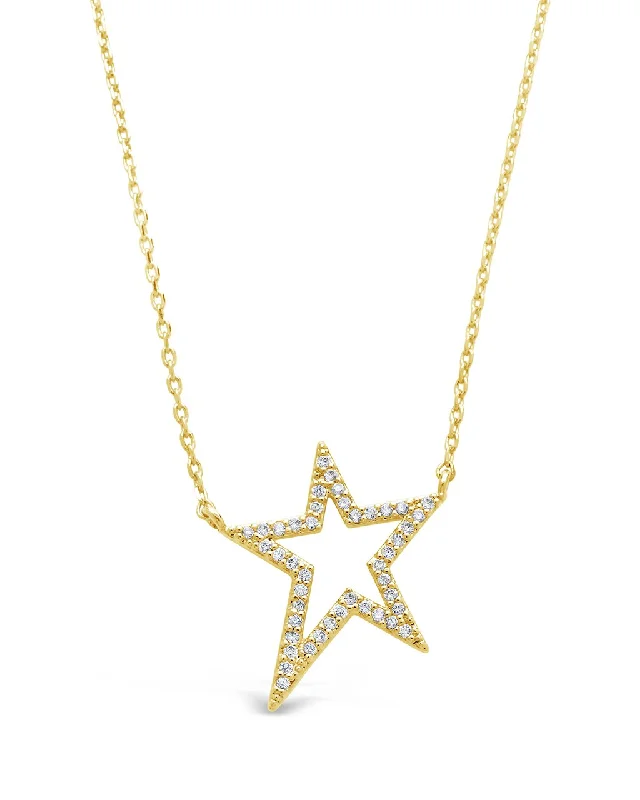 Women’s fine necklaces-Sterling Silver CZ Star Necklace