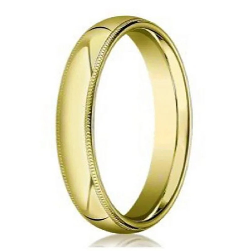 Women’s eco-friendly engagement rings-Designer Men's 18K Yellow Gold Wedding Ring with Milgrain | 4mm