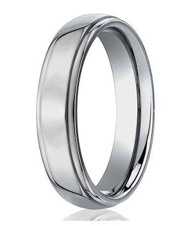 Women’s minimalistic engagement rings-5mm Men's Benchmark Titanium Wedding Ring with Polished Finish